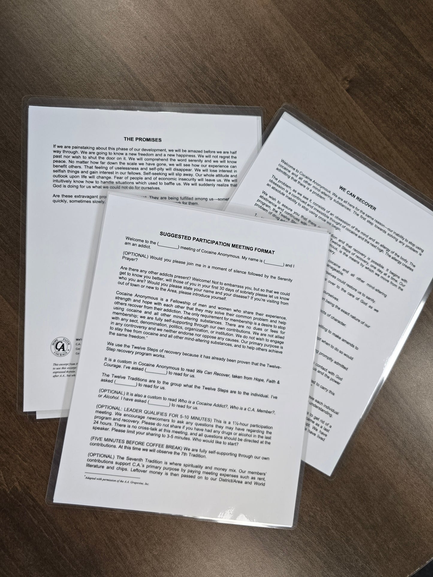 Laminated Meeting Formats